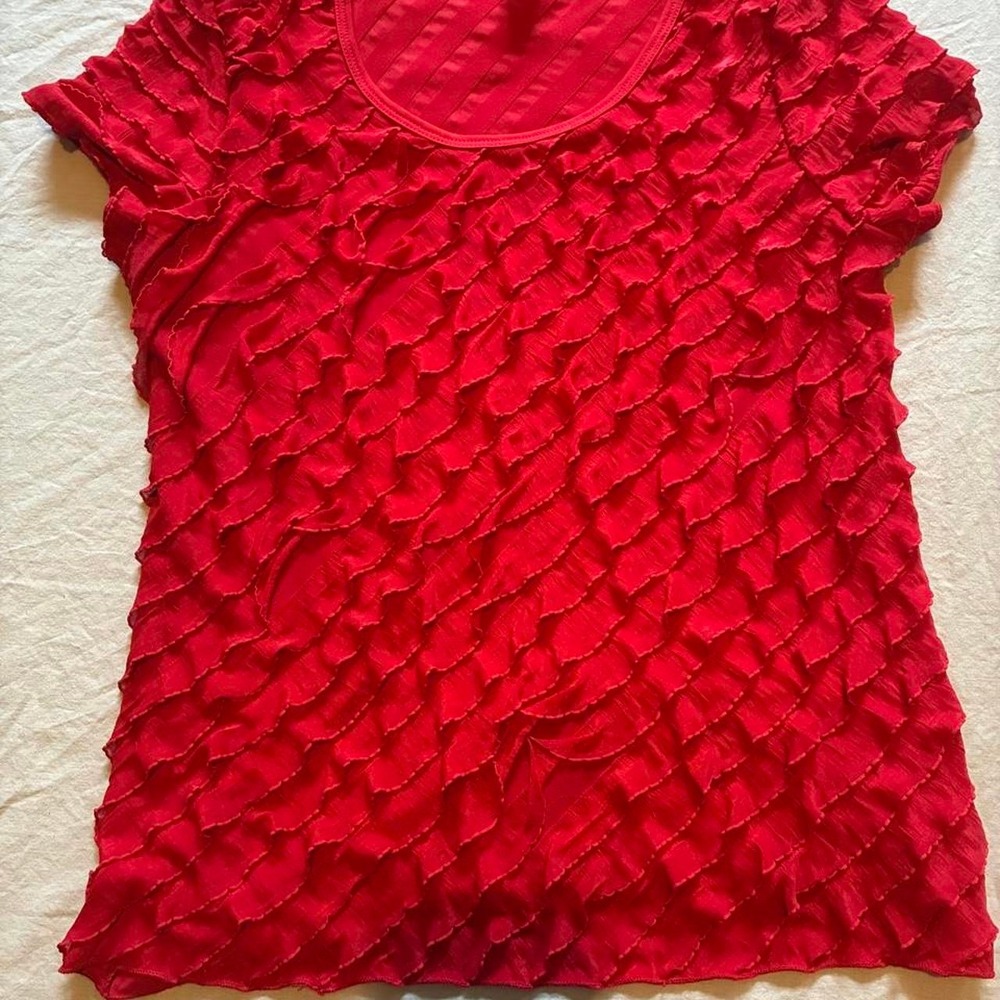 Only 9 Unique Red‎ Top w/ Ruffles